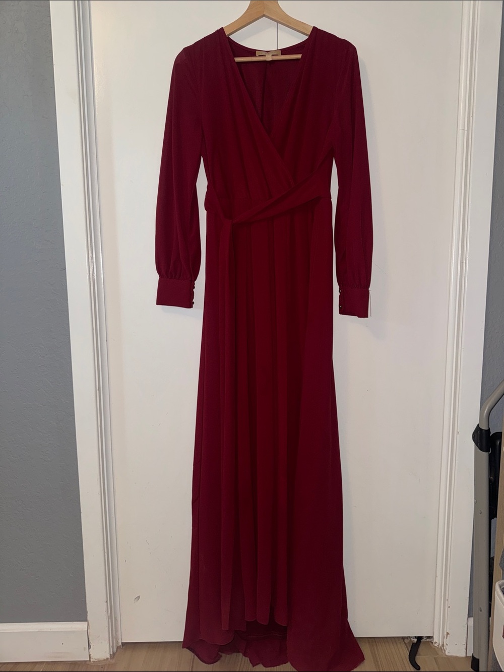 Baltic Born Burgundy Wrap-Front Maxi Dress